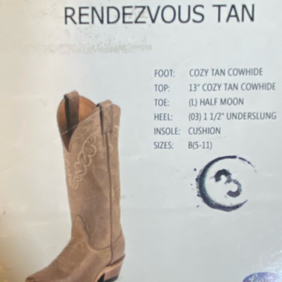 NWT Nocona Boots Genuine Leather Cowgirl Boots Rendezvous Tan - Picture 12 of 12